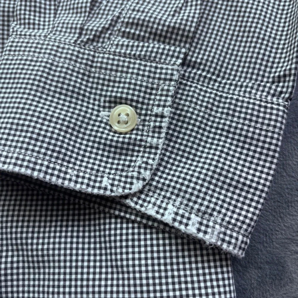 Polo Ralph Lauren Mens XL Gingham Button Down Shirt Navy Blue White Cotton